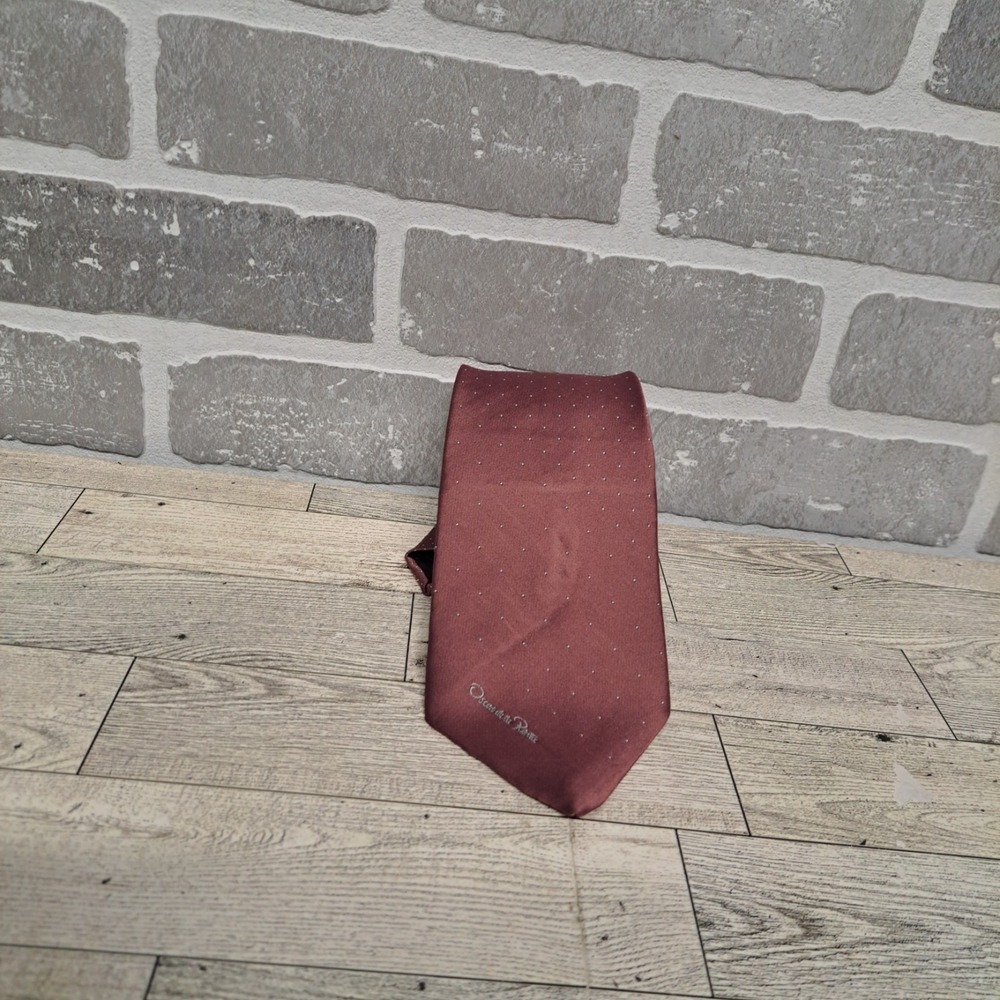 Vintage OSCAR DE LA RENTA Pink Polka Dot Necktie Designer Tie 53"x3"